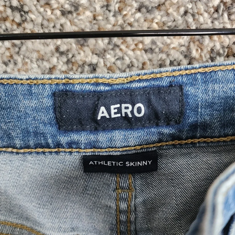 Aeropostale Jeans Mens 27x28 Athletic Skinny Denim Blue 5‎ Pocket Casual